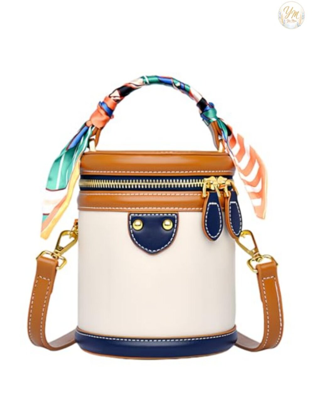 Mini Bucket Crossbody Bag Vegan Leather Small Round Handle Handbag Purse